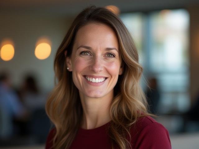 Professionelles Porträt von Lena Breuer, der Kundendienstleiterin von Radschmiede, lächelnd in einem Büroumfeld.